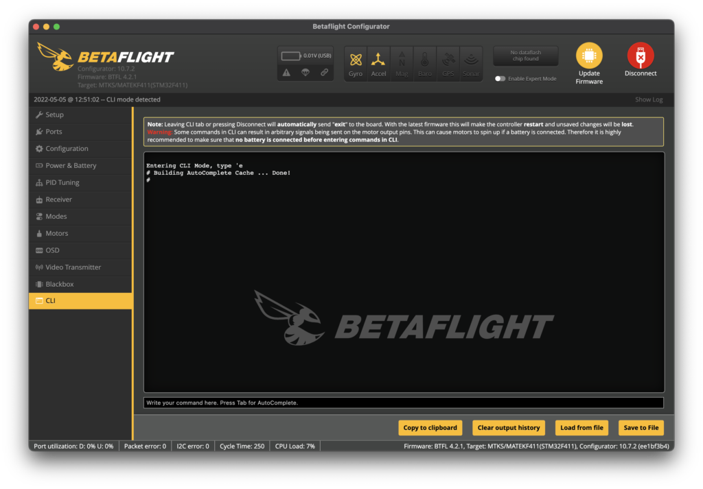 Betaflight Command Line Interface CLI