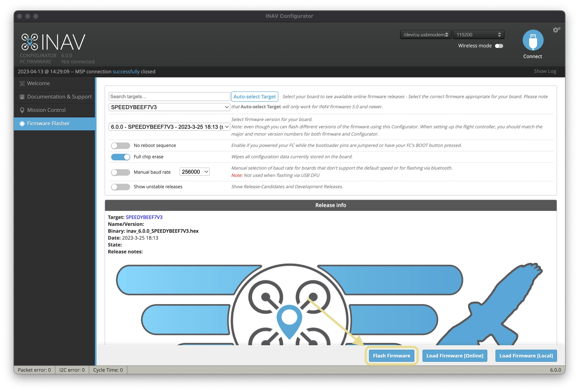 Flash INAV firmware